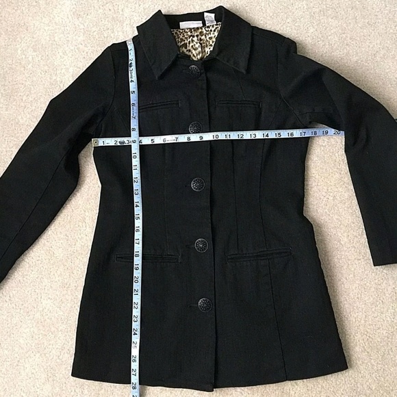 CHICO'S Black Denim Stretch Jacket Coat  Size 0 - Picture 7 of 9